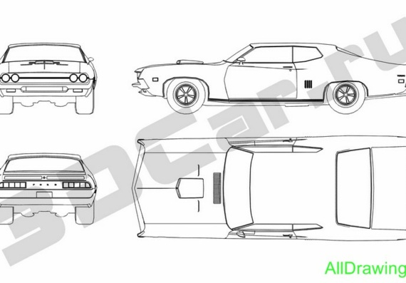 Fords Torino (1970) (Ford of Torino (1970)) are drawings of the car